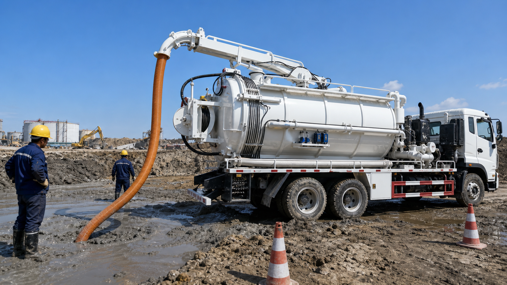 Super suction vacuum recovery work scene