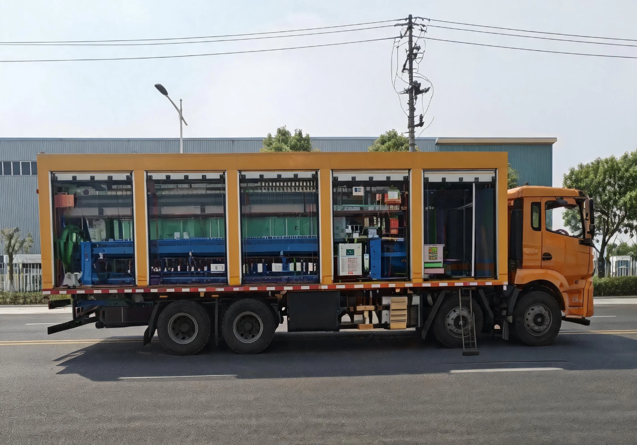 Mobile sludge treatment truck side view