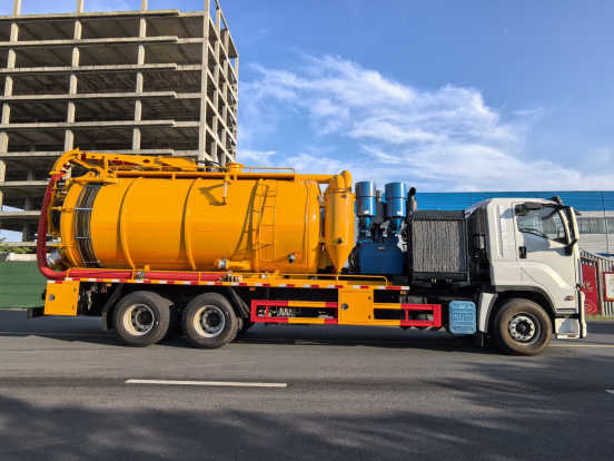 Super suction vacuum truck side view