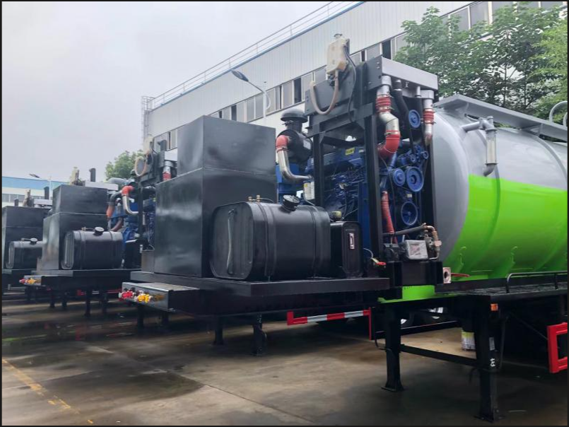 Semi-trailer vacuum tank upper body delivery configuration